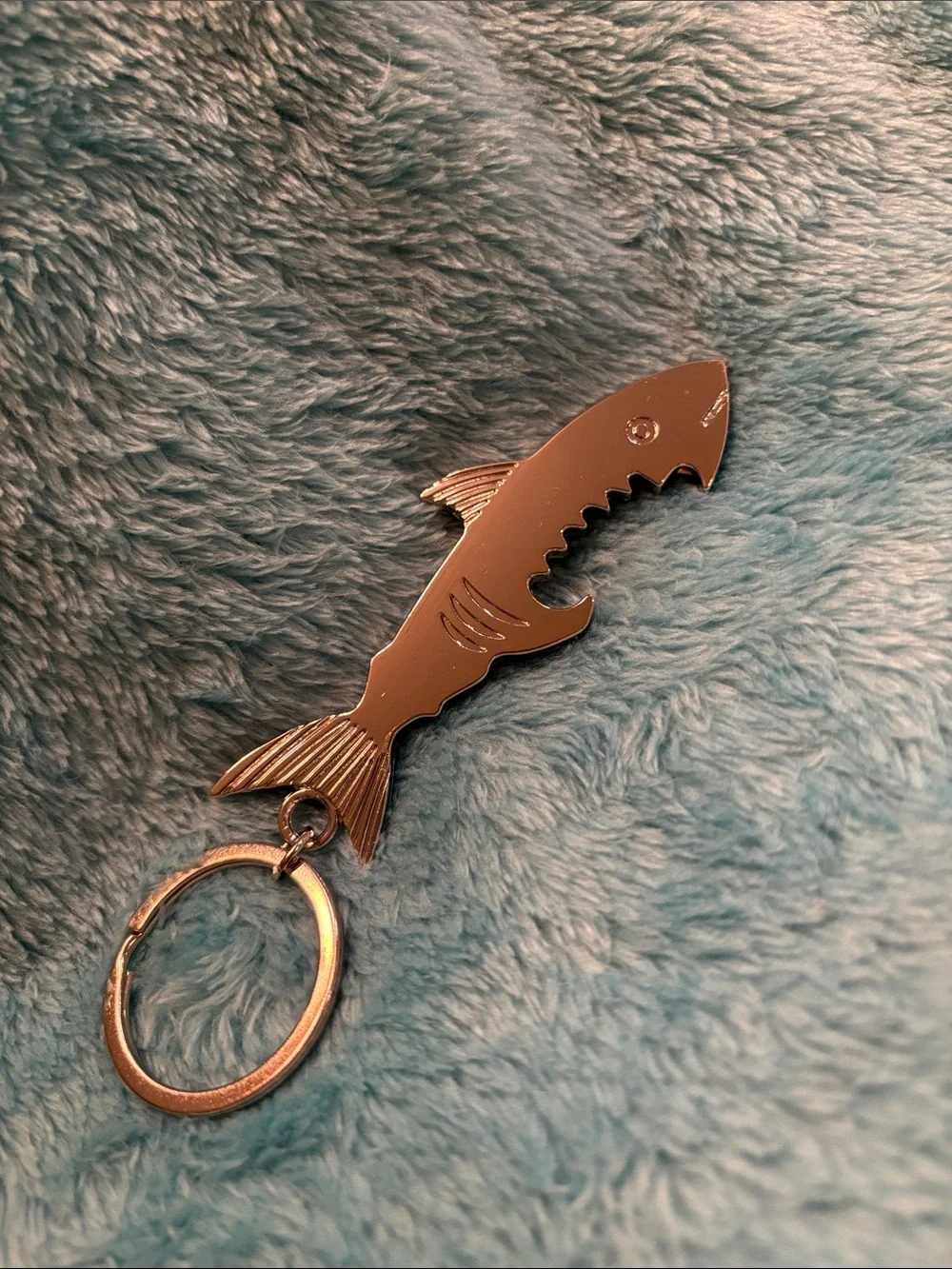 Silver Shark Bottle Opener Keychain Mens Accessory NWT Beach Summer 4.75”