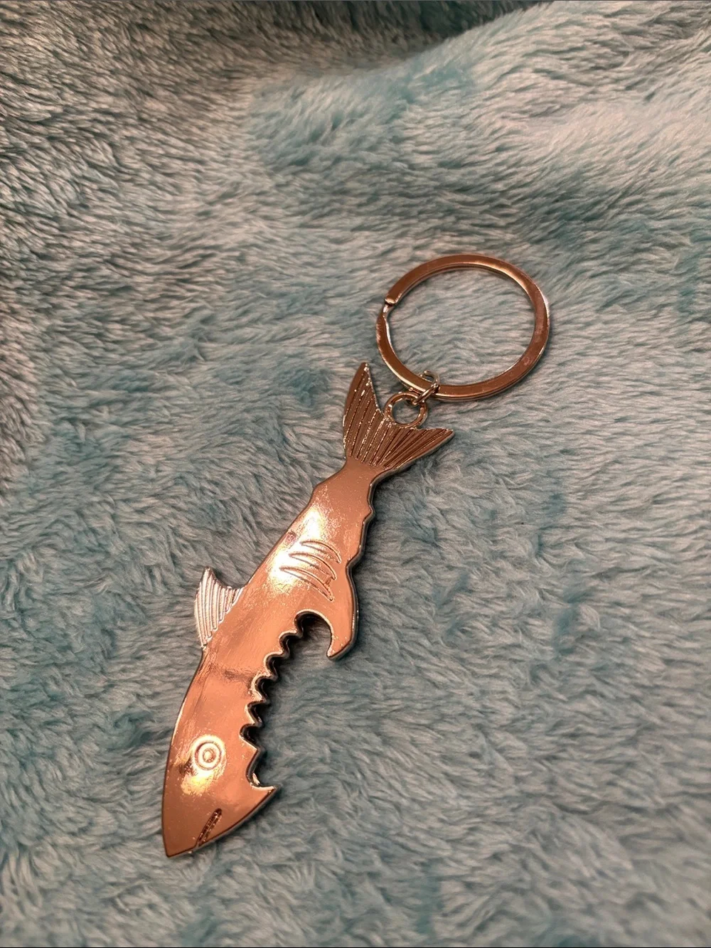Silver Shark Bottle Opener Keychain Mens Accessory NWT Beach Summer 4.75”
