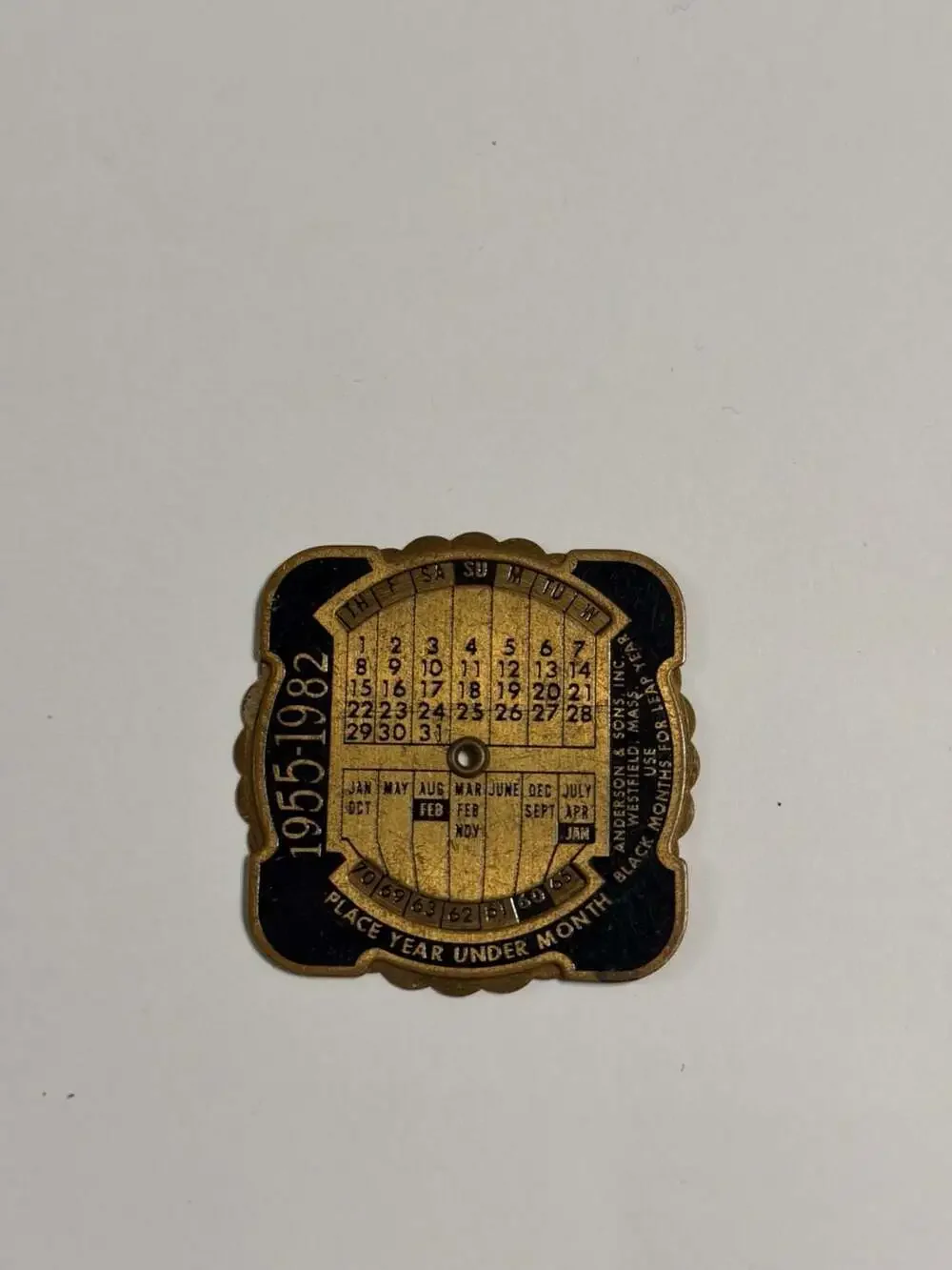 Vintage Indiana Gear Works 1955-1982 Perpetual Calendar Brass Token