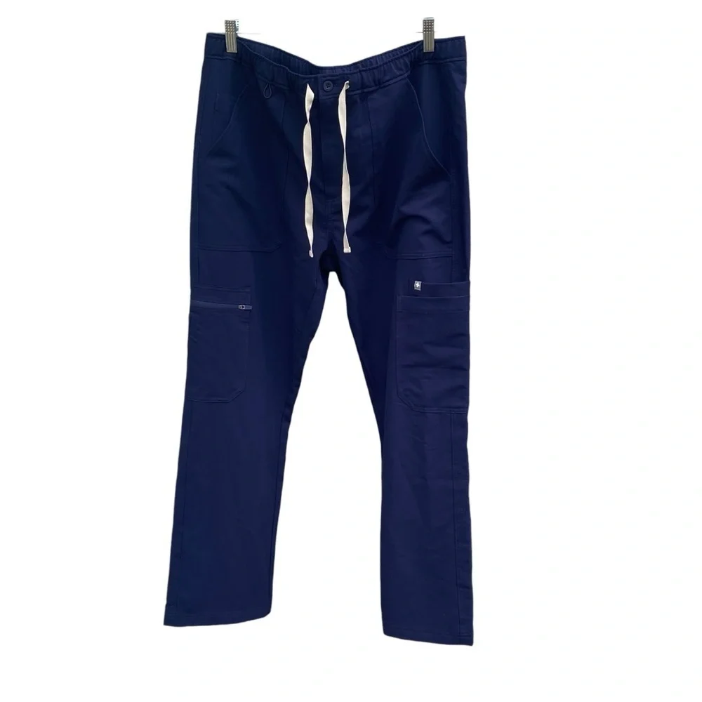 Figs Medical Mens Scrub Pants Navy Blue, Zipper and Button Closure Pockets SZ LS