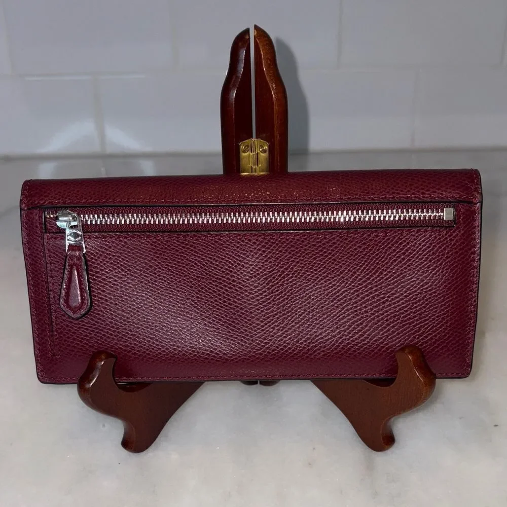 Coach Wallet Leather Cross Grained Full Sized Envelope Style Full Sized Wallet