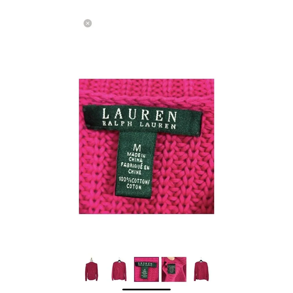 Lauren Ralph Lauren Womens Chunky Knit Pink Sweater sz M