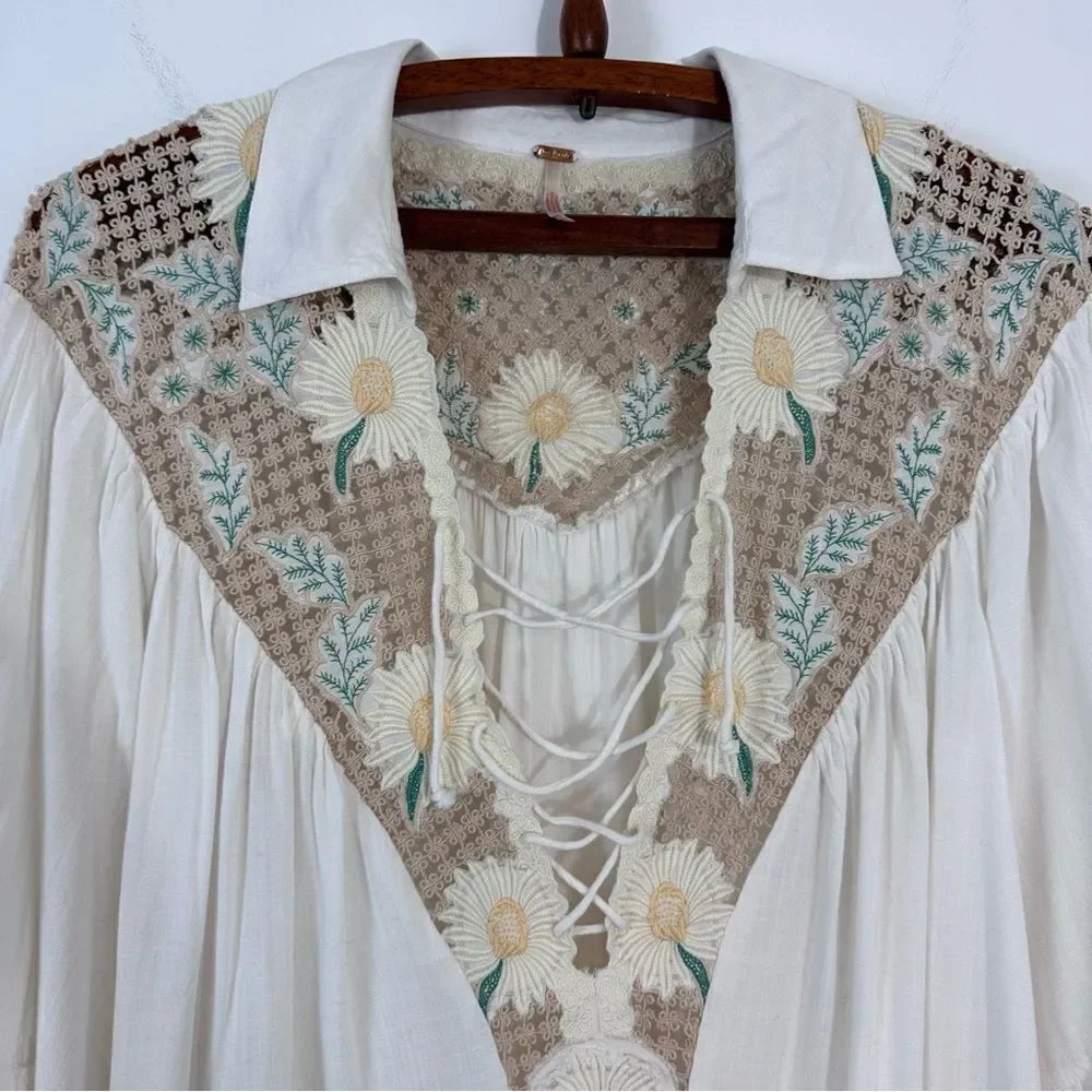 Free People Chain of Daisies Tunic Dress Ivory/Cream