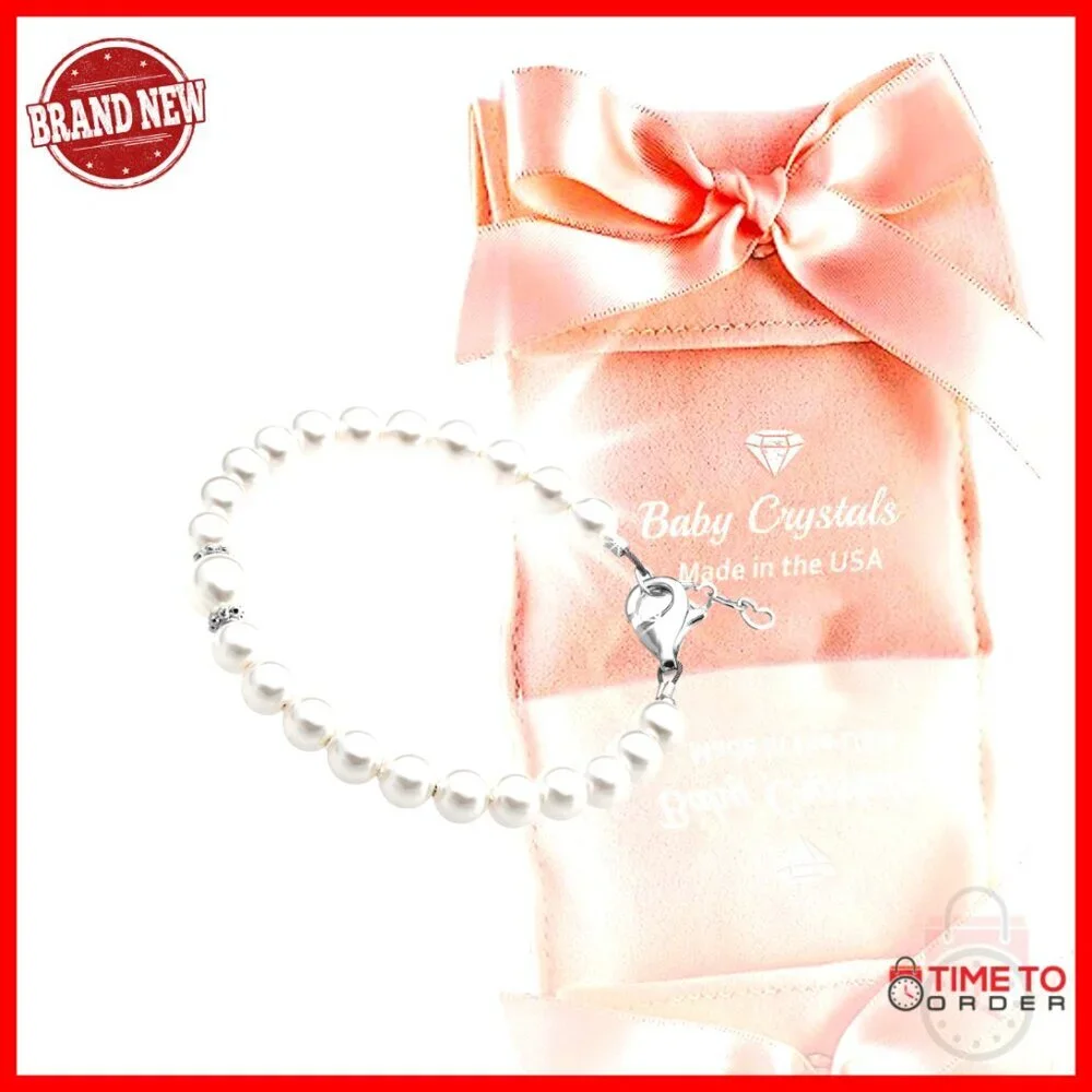 Sterling Silver Pearl Bracelet for Girls, Adjustable Charm, Keepsake Gift