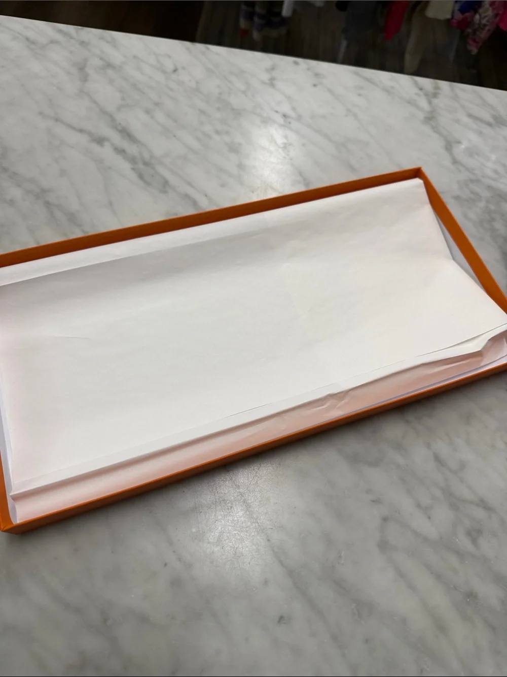 Hermes Flat Storage Box Scarf Box Decorative Box with Ribbon