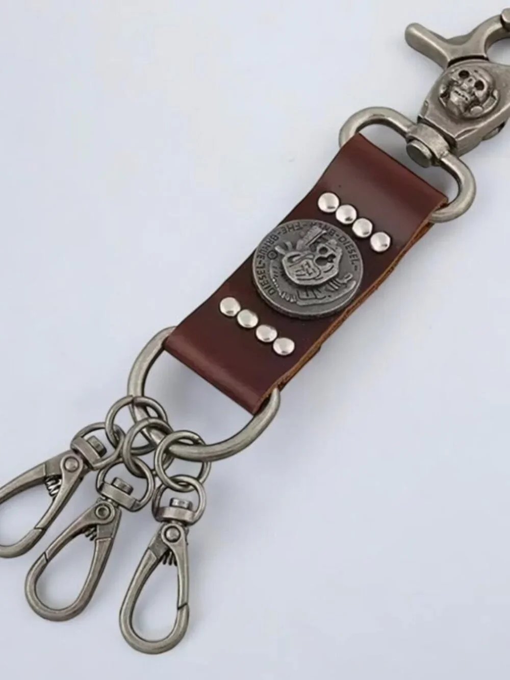 Men's Brown and Silver Keychain