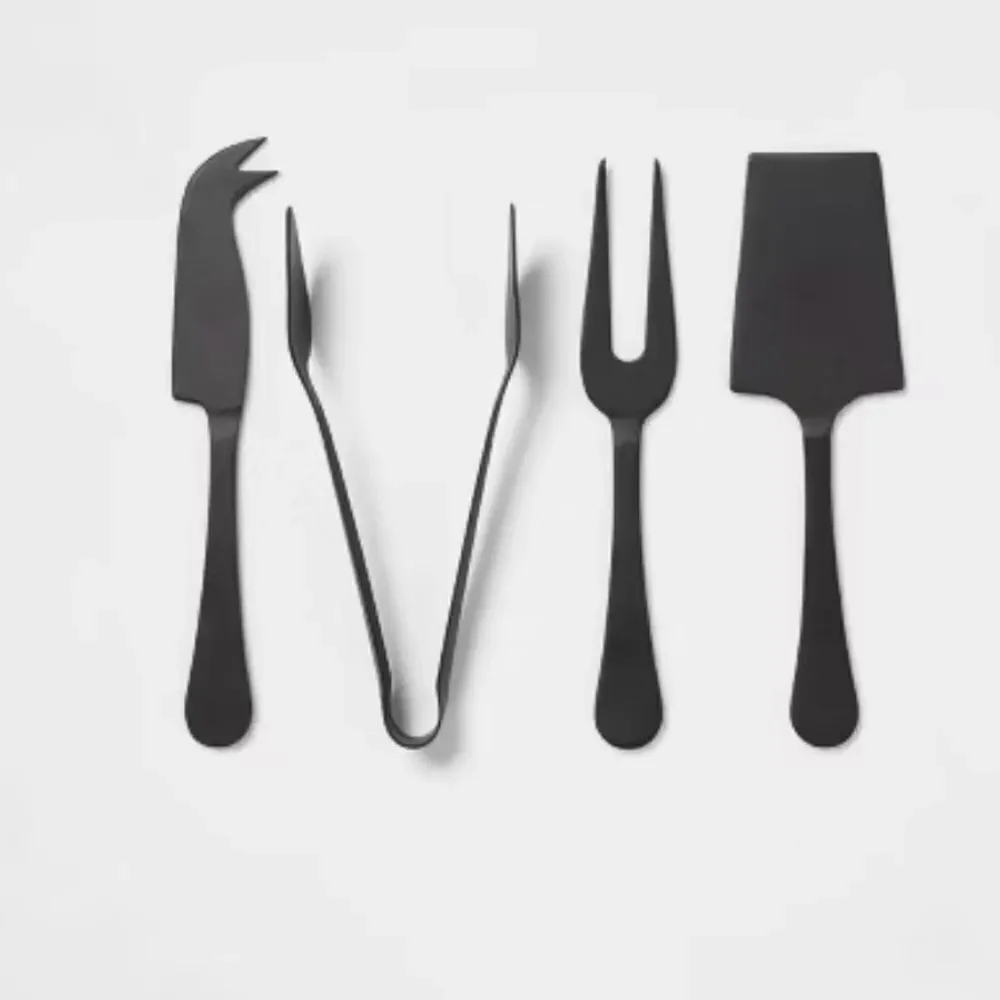 4pc Stainless Steel Cheese Knive Serving Set Black - Threshold™ NEW