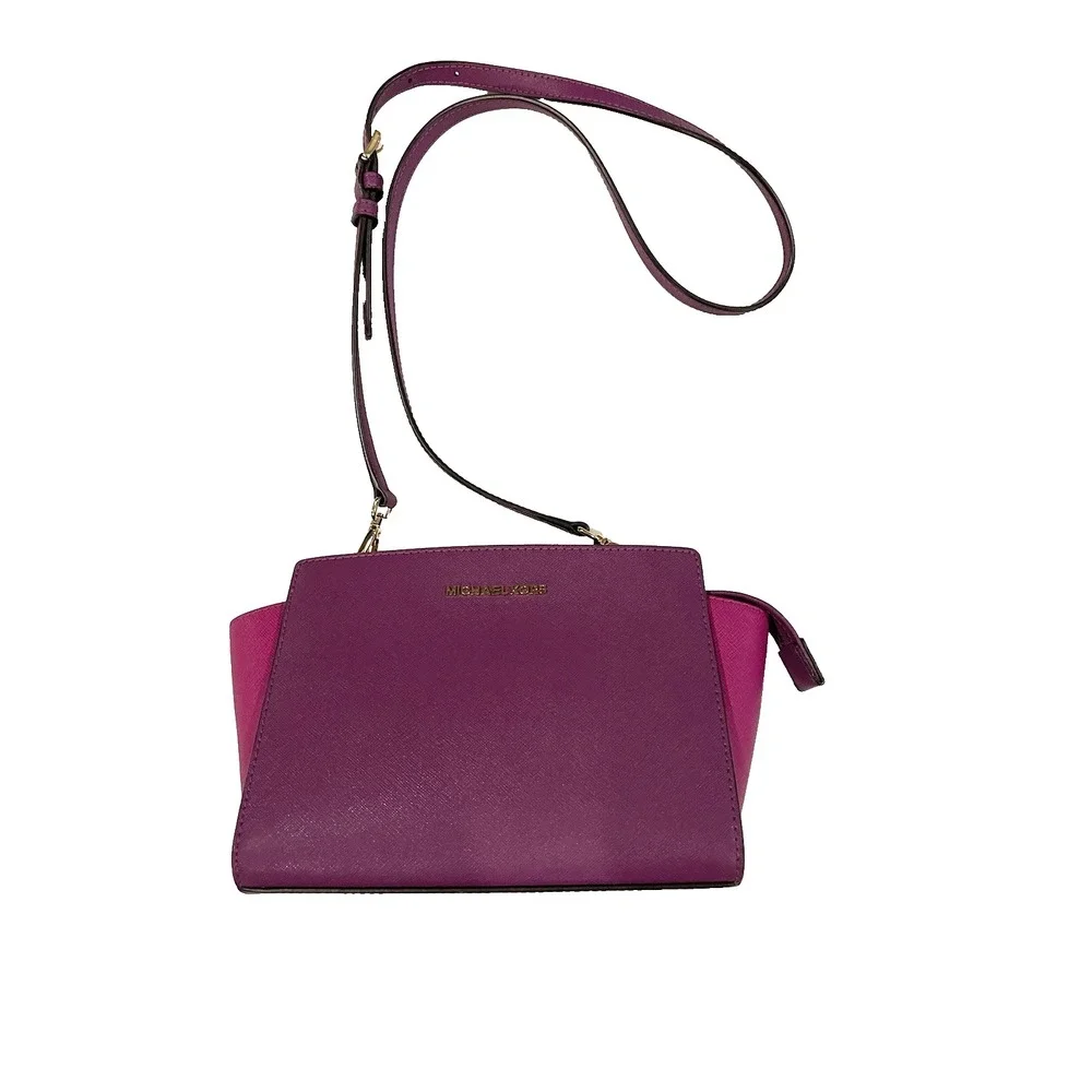 michael kors handbag crossbody‎ used purple leather