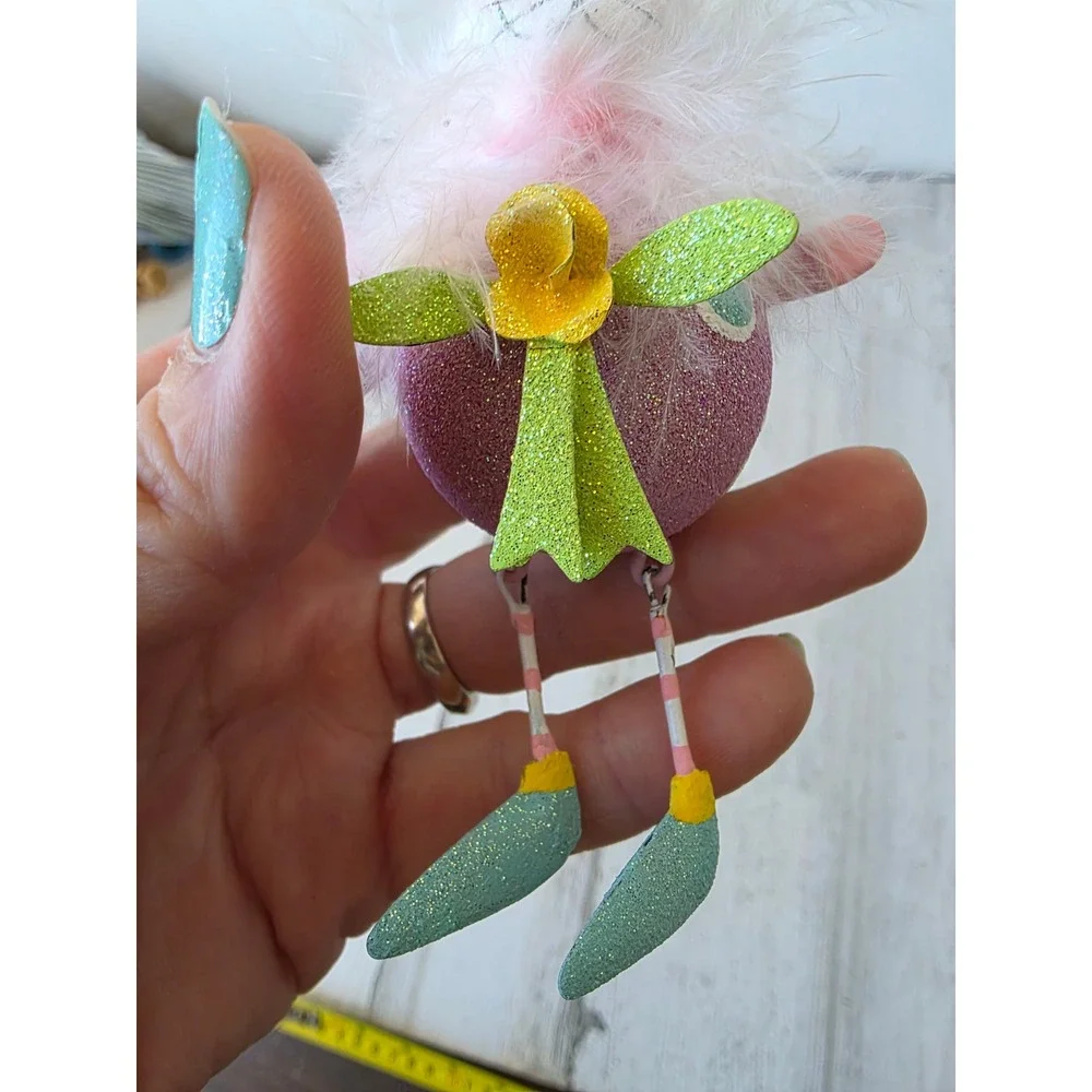 Vintage Pier 1 Easter glitter bunny metal ornament rabbit spring flower decor