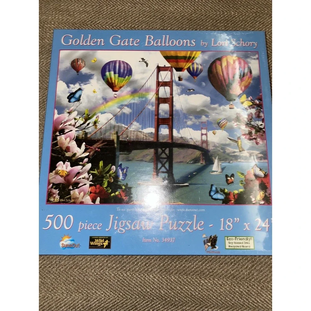 Golden Gate Bridge Balloon By Lori Schory 500 Piece Puzzle‎ New And Sealed 34937