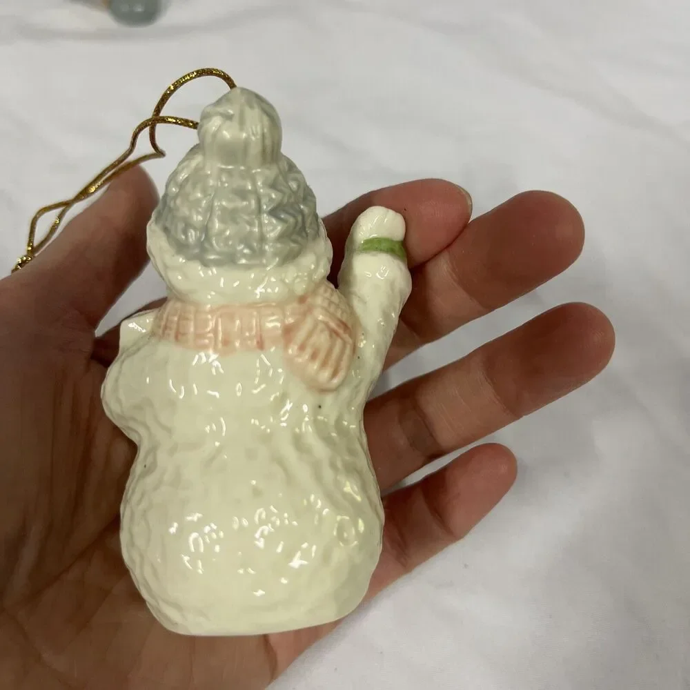 VTG Porcelain Christmas‎ SNOWMEN Ornaments Set Of 2 - D10