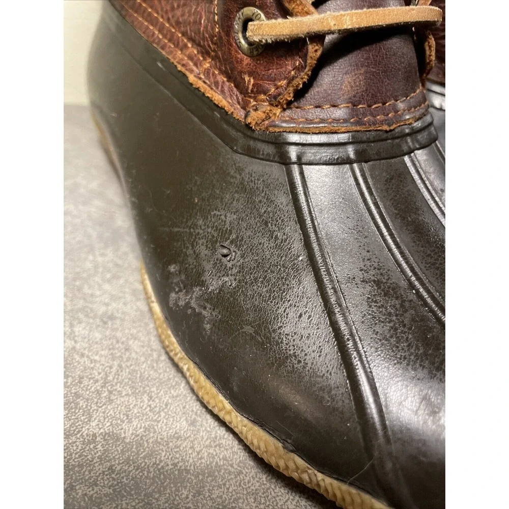 Sperry Women's Sz 6 Bootie Saltwater Duck Waterproof Rubber‎ Brown Boots Gum