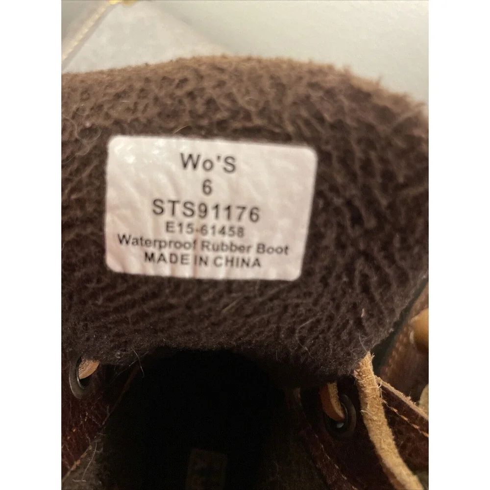 Sperry Women's Sz 6 Bootie Saltwater Duck Waterproof Rubber‎ Brown Boots Gum