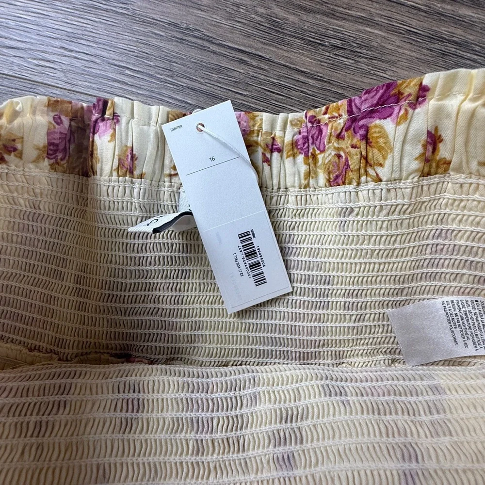 Janie and Jack Girls Floral Smocked Tiered Ruffle Skirt Cream Pink Size 16 NWT