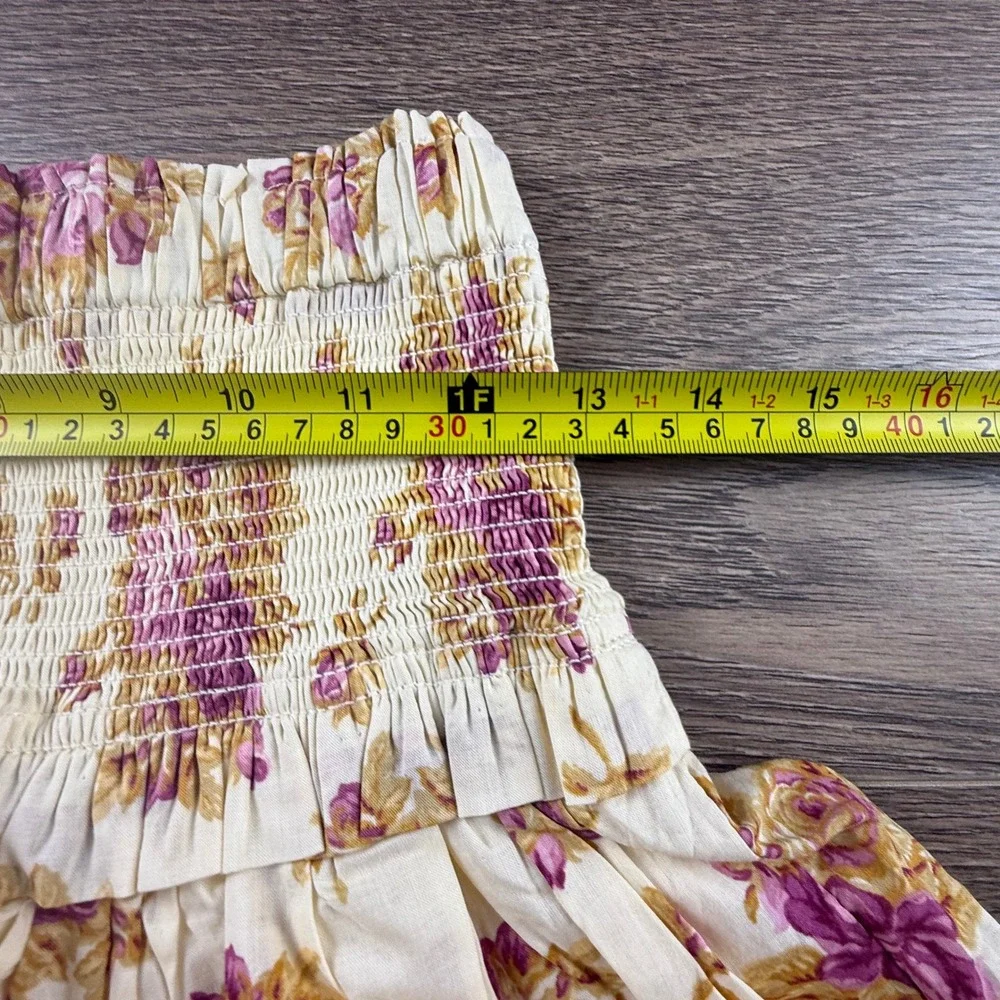 Janie and Jack Girls Floral Smocked Tiered Ruffle Skirt Cream Pink Size 16 NWT