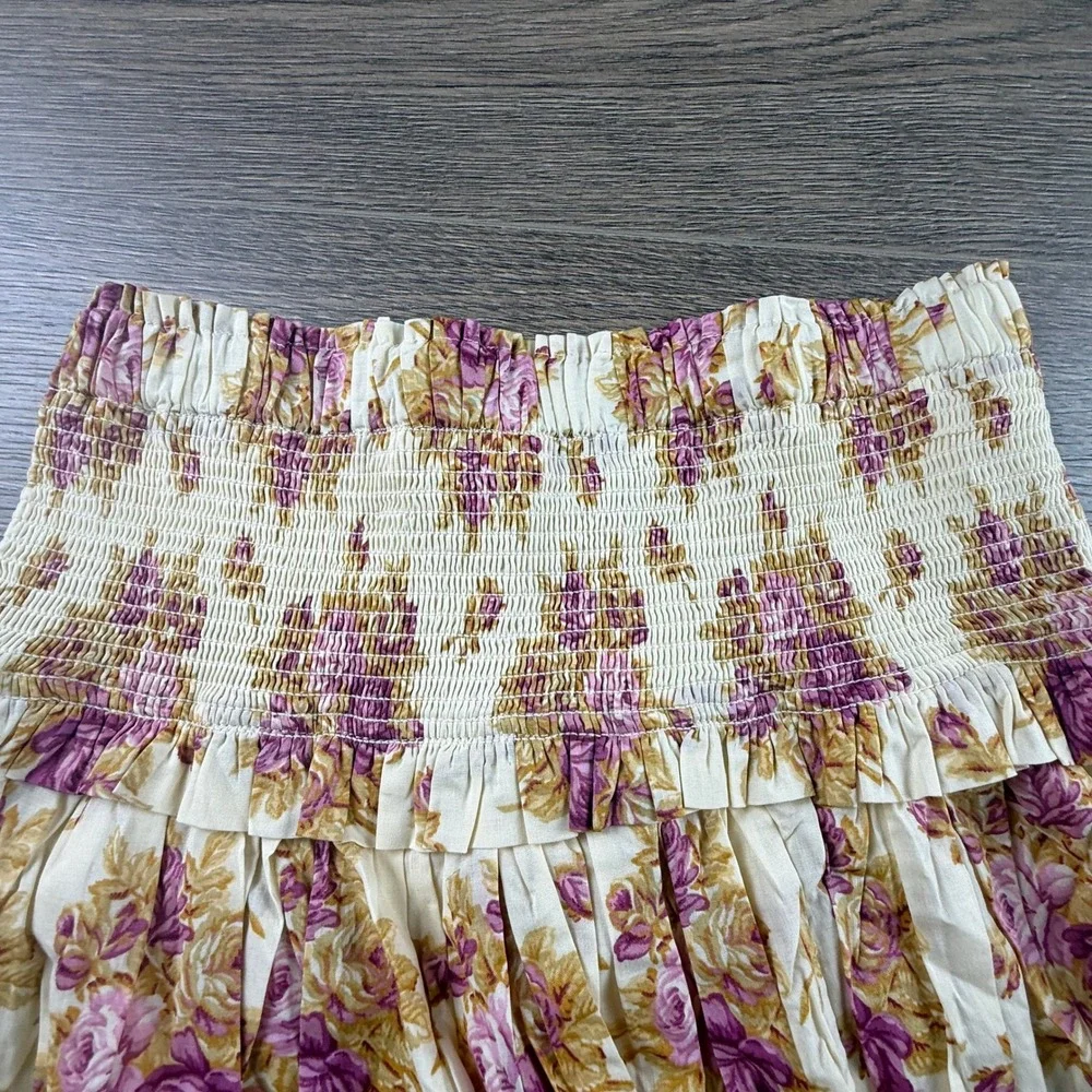 Janie and Jack Girls Floral Smocked Tiered Ruffle Skirt Cream Pink Size 16 NWT