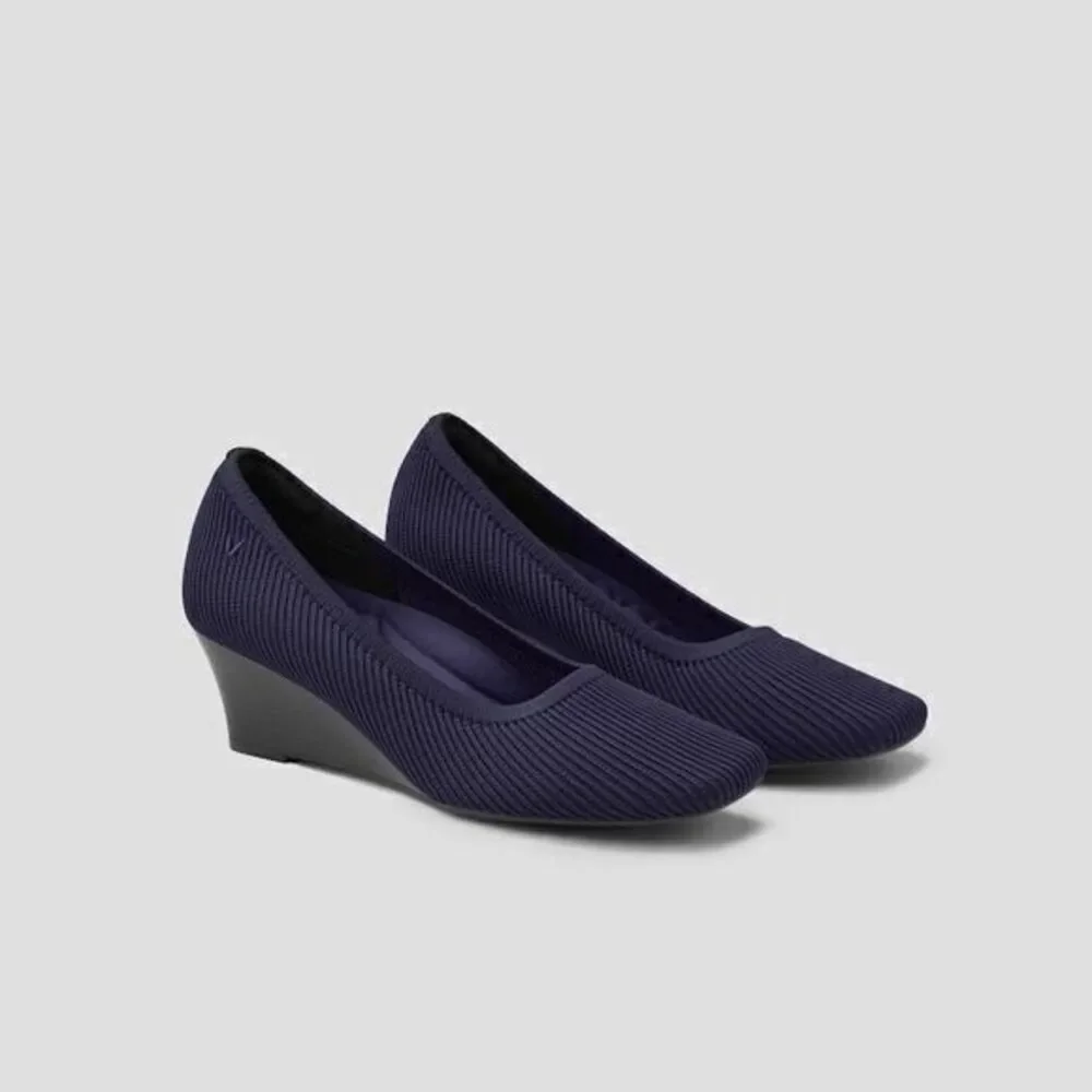 VIVAIA Square‎ Toe Wedge Navy Margot Wedge Pro SIZE EUR 41 US 9.5
