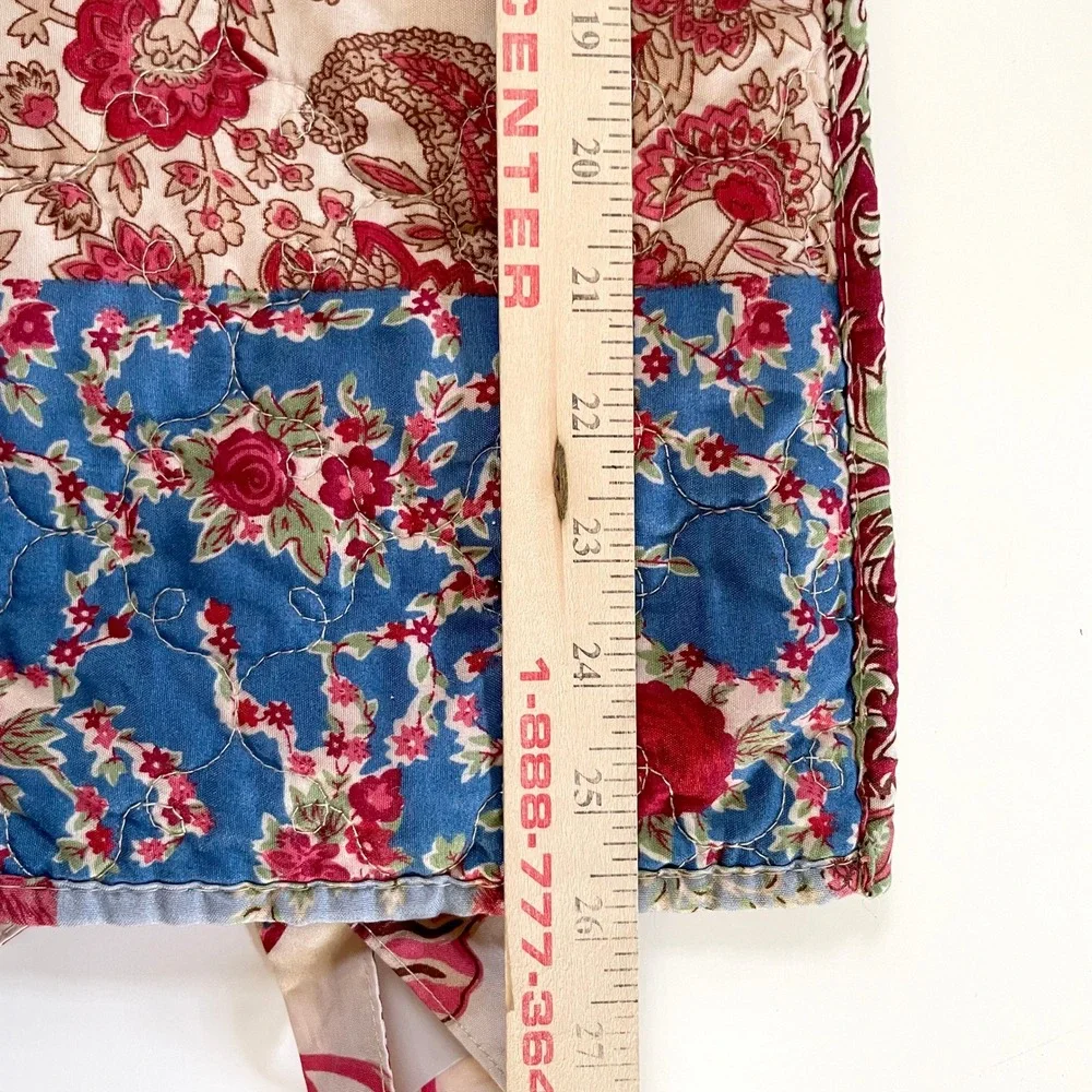 Quilted Patchwork Floral Pillow Sham Set of 4 Cottagecore Farmhouse Red Blue