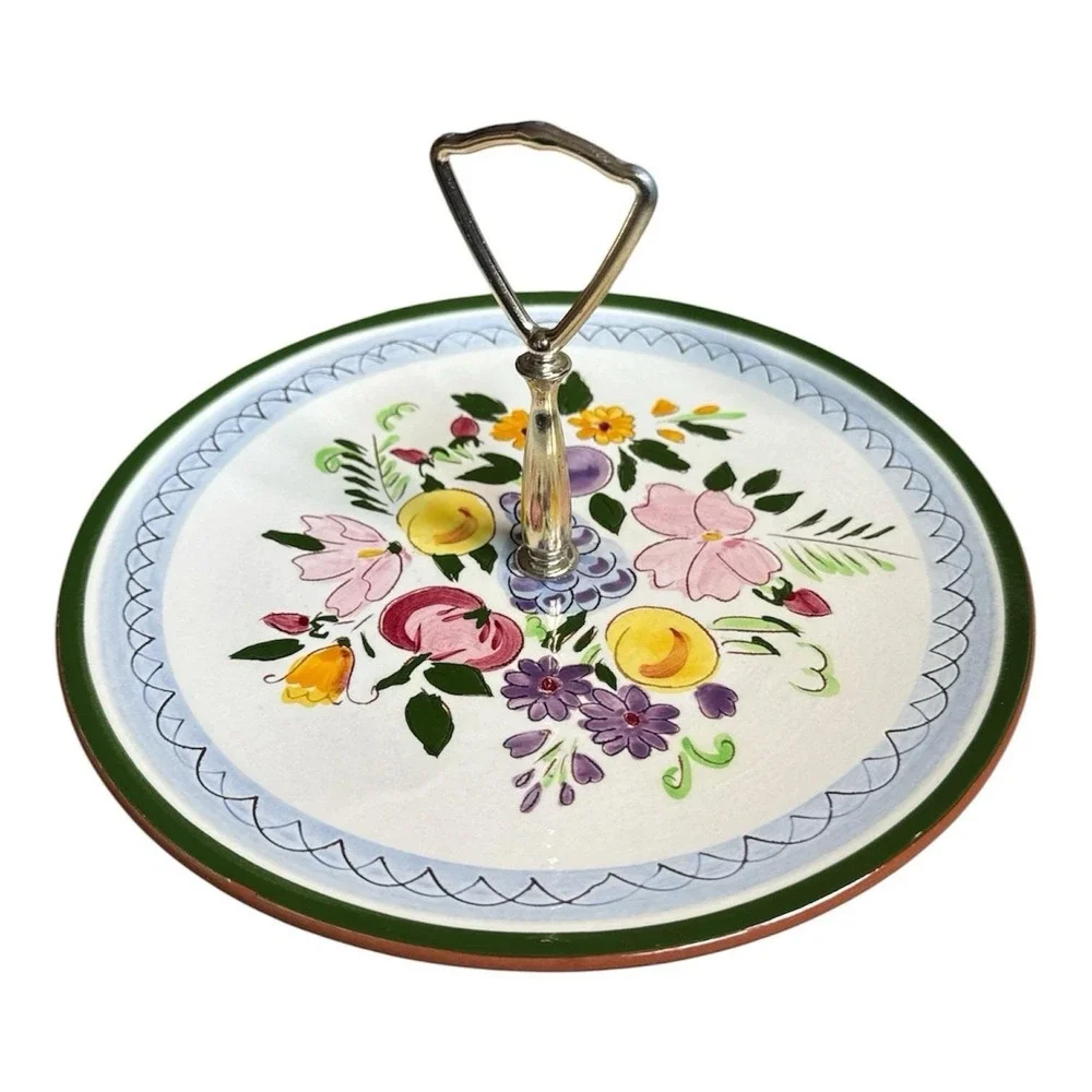 Stangl Pottery Hand‑Painted Tidbit Tray – Fruit & Flowers – 10