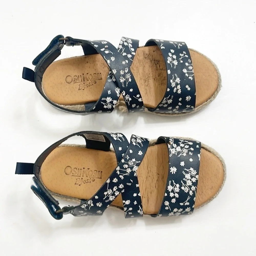 OshKosh B'gosh toddler girls dark blue floral print espadrille sandals