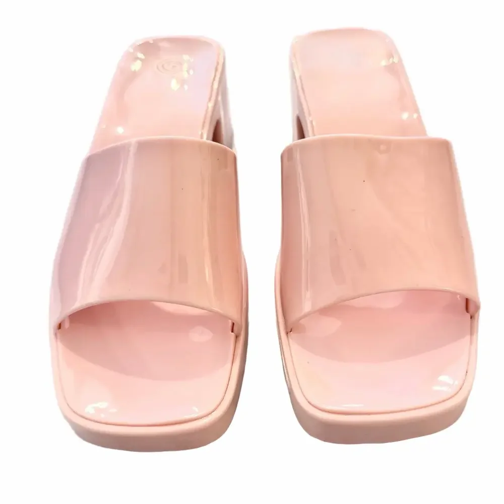 Urban Outfitters Baby Pink Size 9 Chunky Square Toe Jelly Platform Sandals UO
