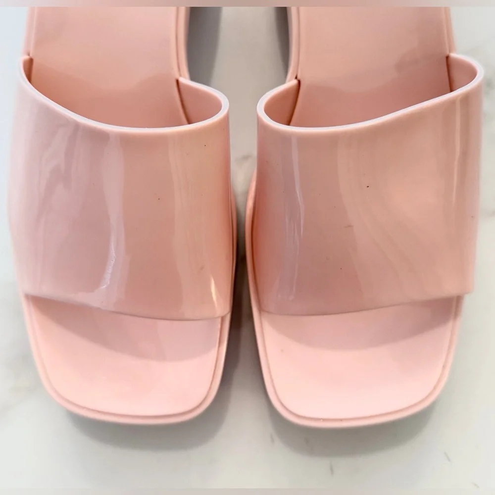 Urban Outfitters Baby Pink Size 9 Chunky Square Toe Jelly Platform Sandals UO