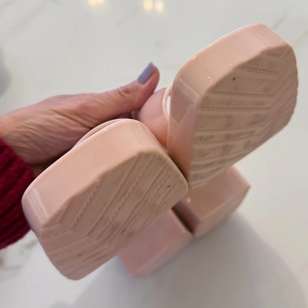 Urban Outfitters Baby Pink Size 9 Chunky Square Toe Jelly Platform Sandals UO