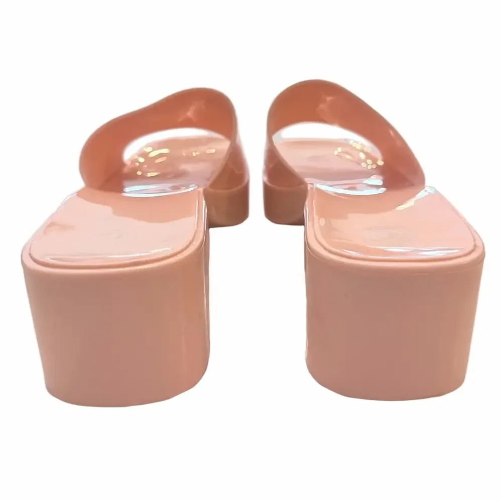 Urban Outfitters Baby Pink Size 9 Chunky Square Toe Jelly Platform Sandals UO