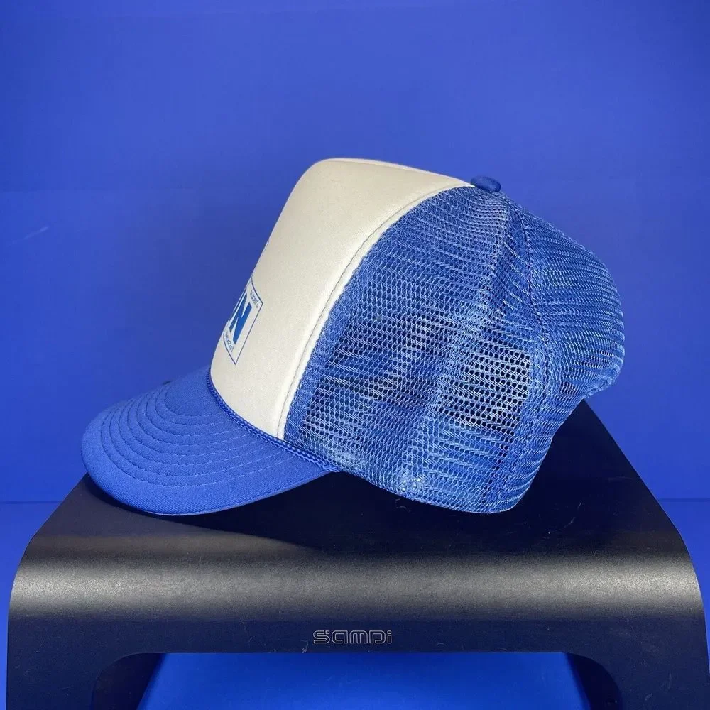 Brooks Run Cobra White Foam Blue Trucker Running Double Snapback Hat‎