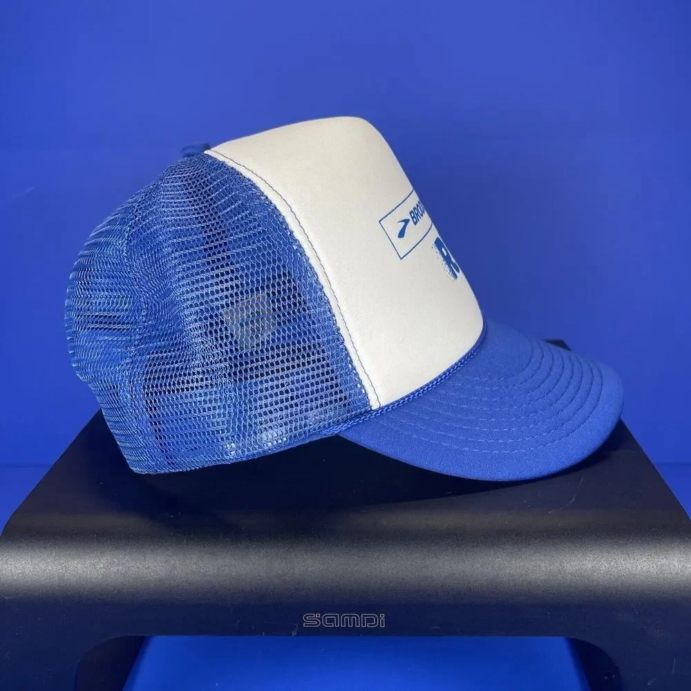 Brooks Run Cobra White Foam Blue Trucker Running Double Snapback Hat‎