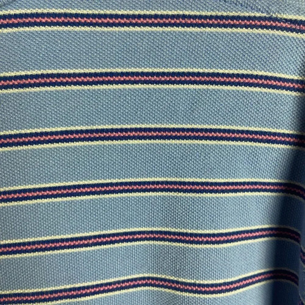 Polo Ralph Lauren Men's Size Medium Polo Shirt Blue Pink Stripes Preppy Office