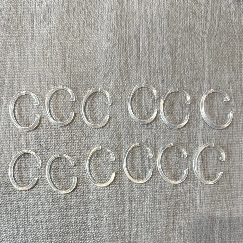 Clear Plastic shower curtain hooks (set of 12)