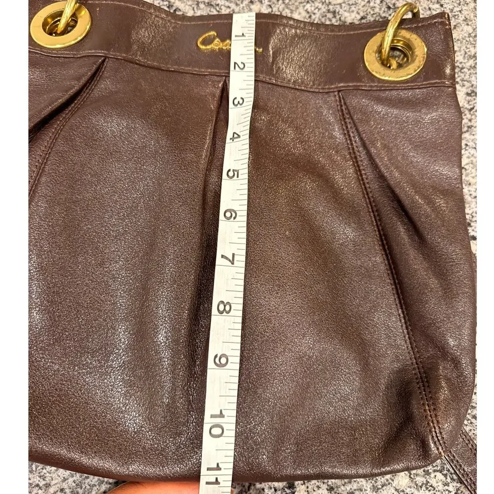Chic Coach Dark Brown Leather Shoulder Bag