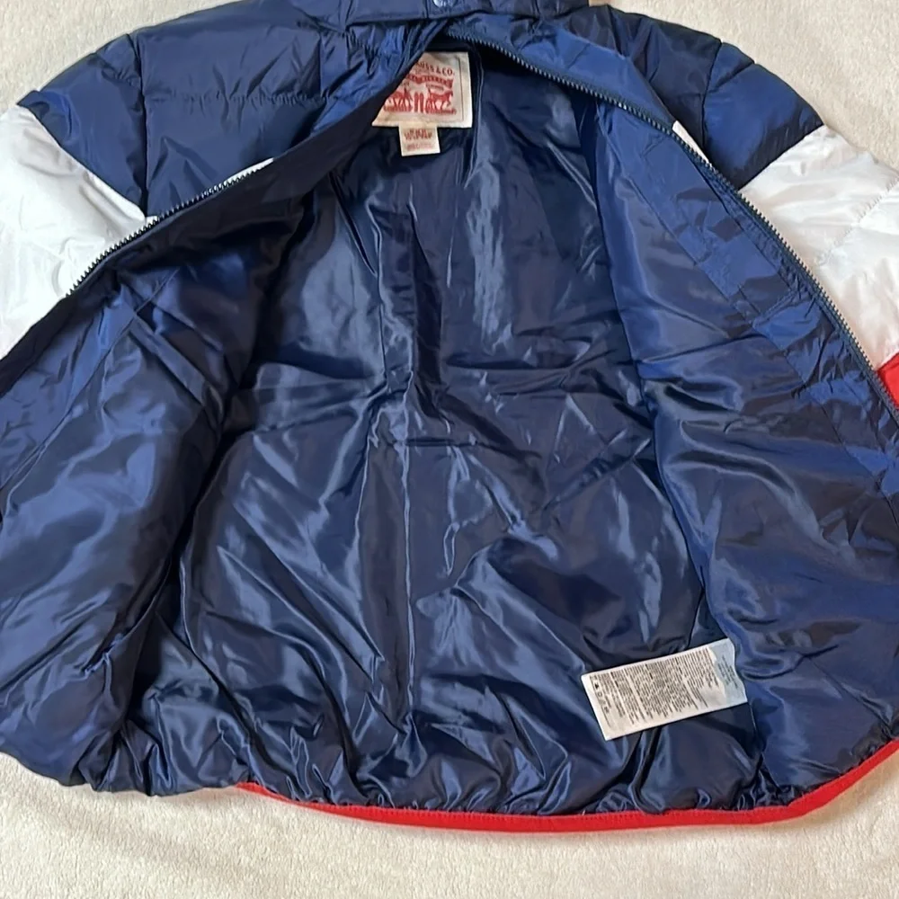 Levi's hooded puffer coat boys M 10-12 yrs. NWT, Red, White & Blue, Warm
