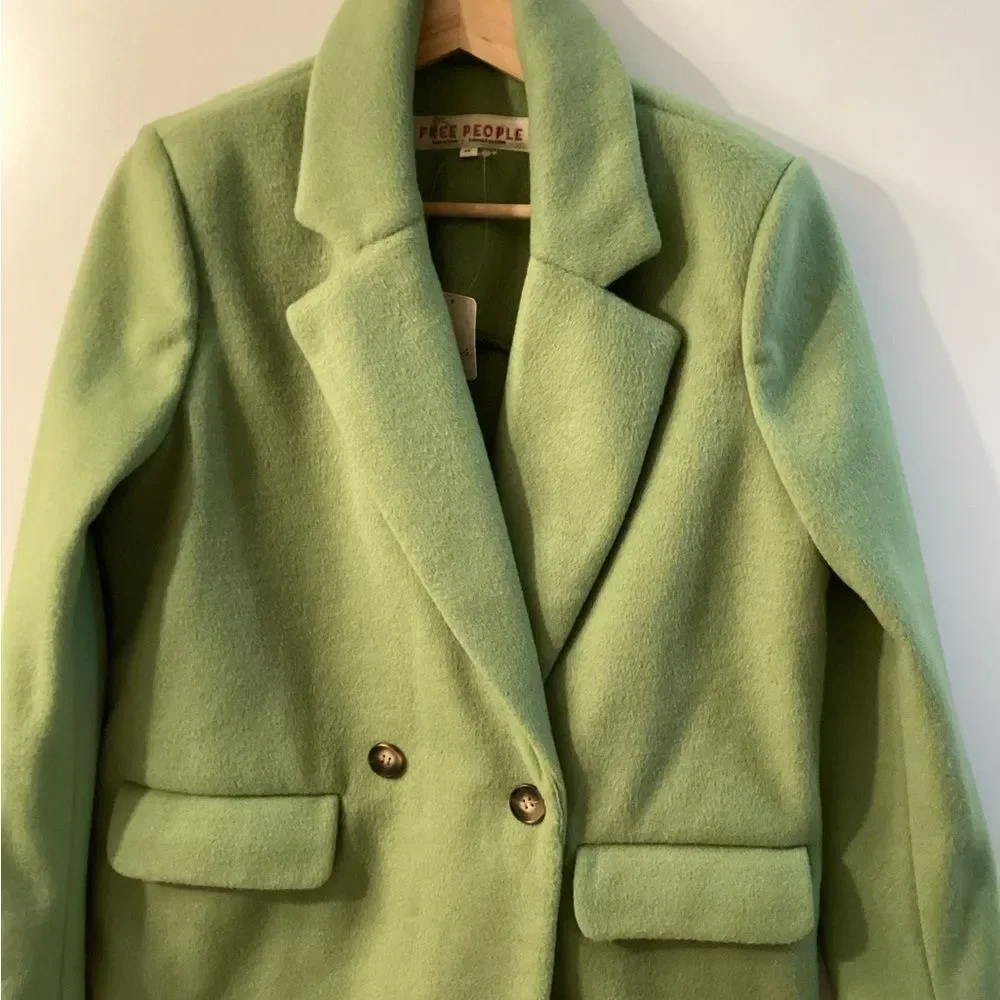 Free People Mari Solid Blazer Peacoat Double Breasted Textured‎ Oversized Coat
