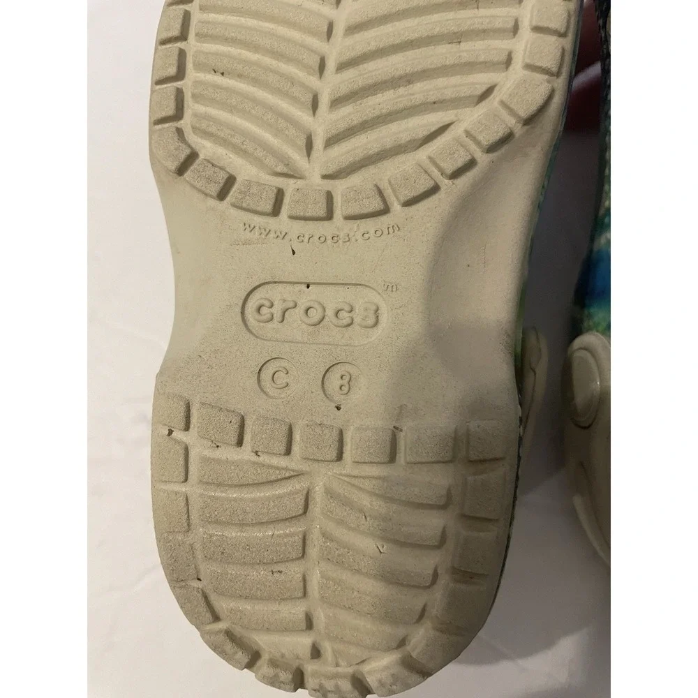 Crocs Kids Under The Sea Classic Clogs C8 Blue Ocean Marble Jibbitz Fish Shell