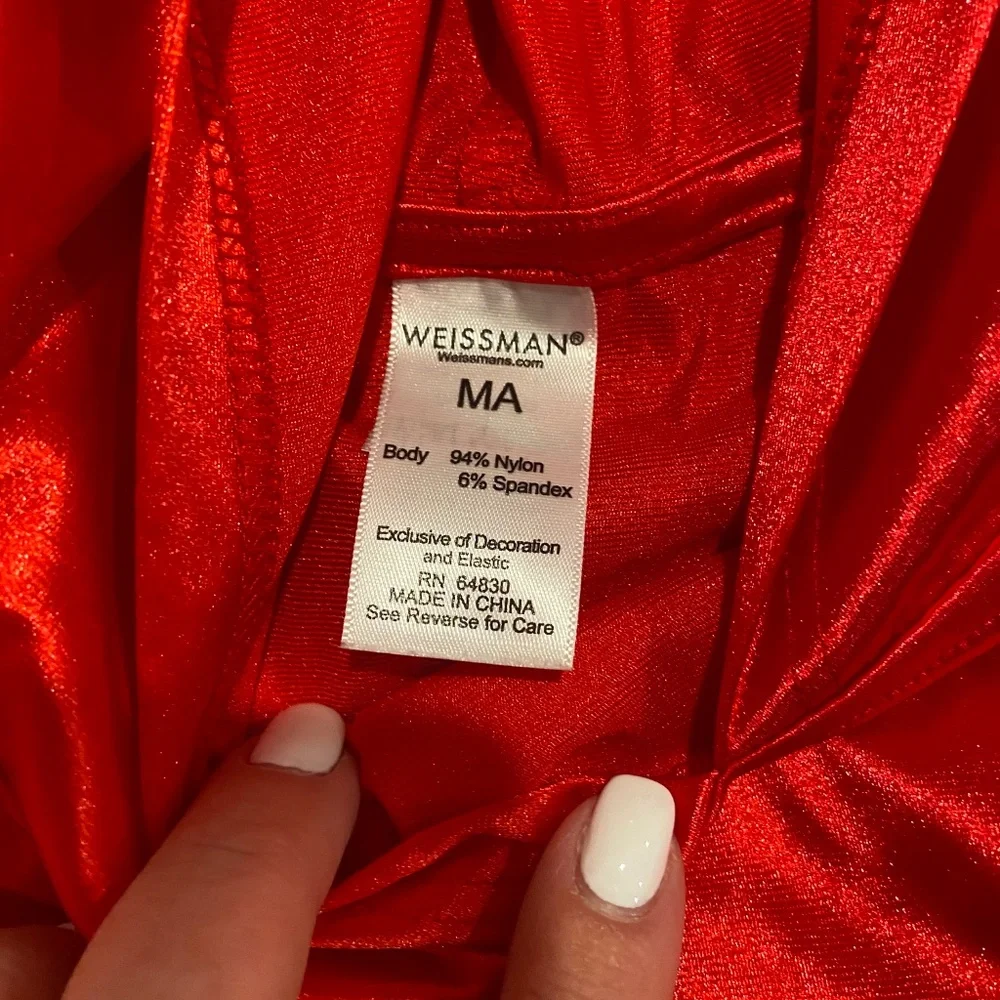 Weissman 2-Piece Hip Hop Dance Costume – Red Satin Top and Cargo Pants