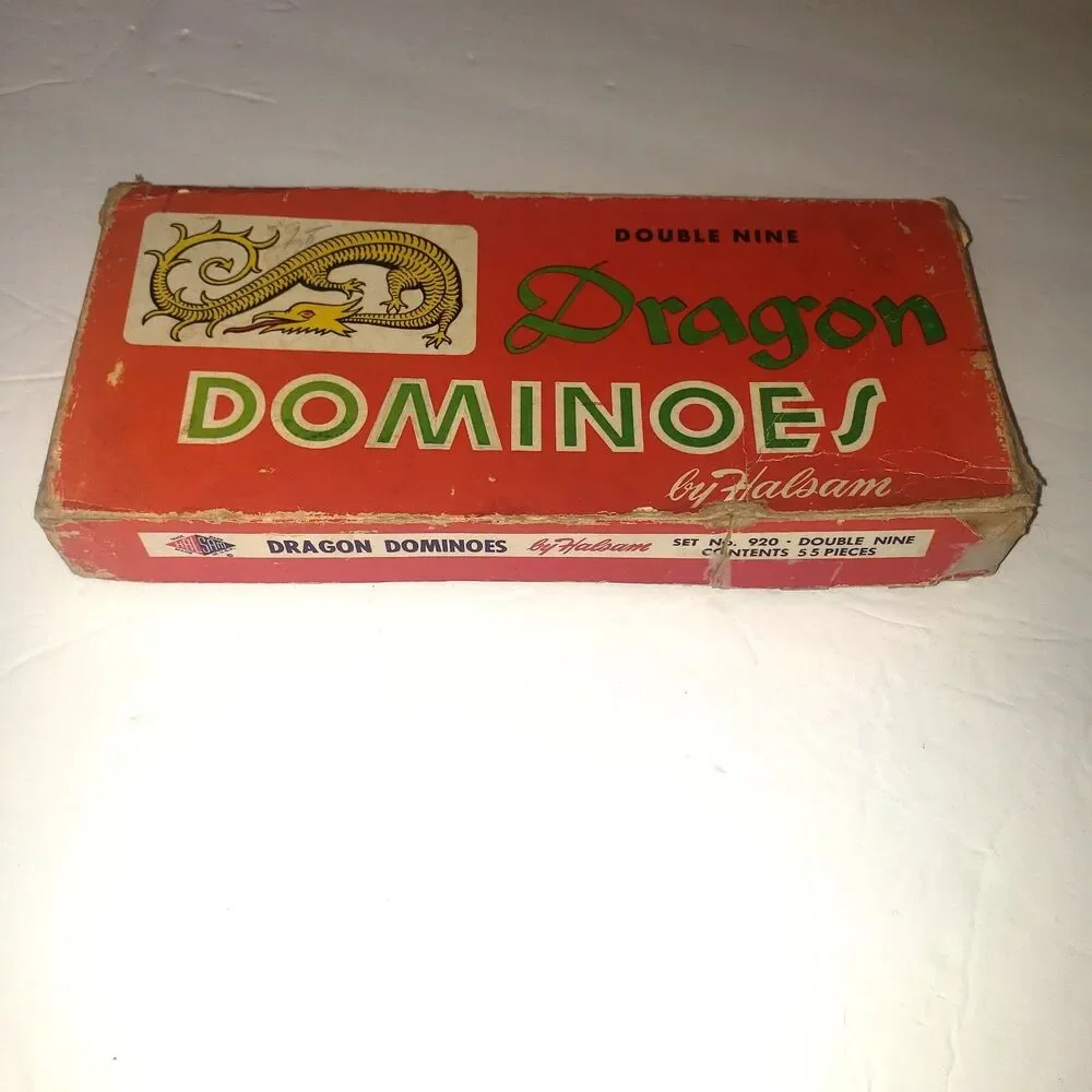 Vintage Double Nine Dragon Dominoes Game by Halsam Set No. 920