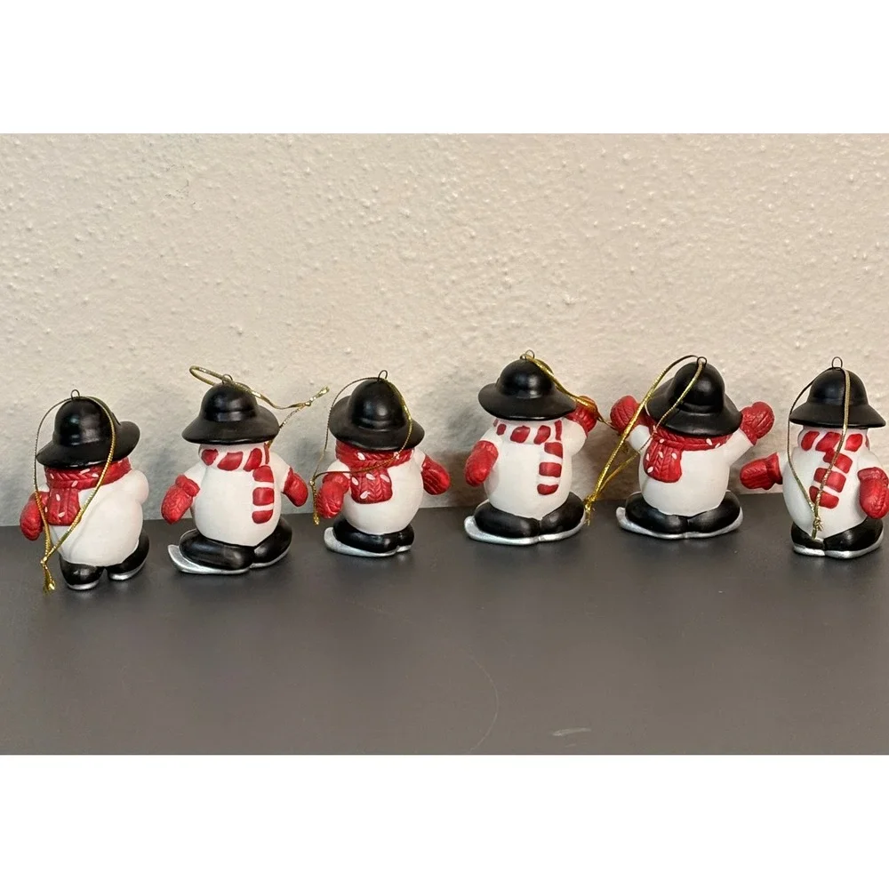 The Homemaker's Idea Co Ice Skating Snowman Ornaments Set of 6