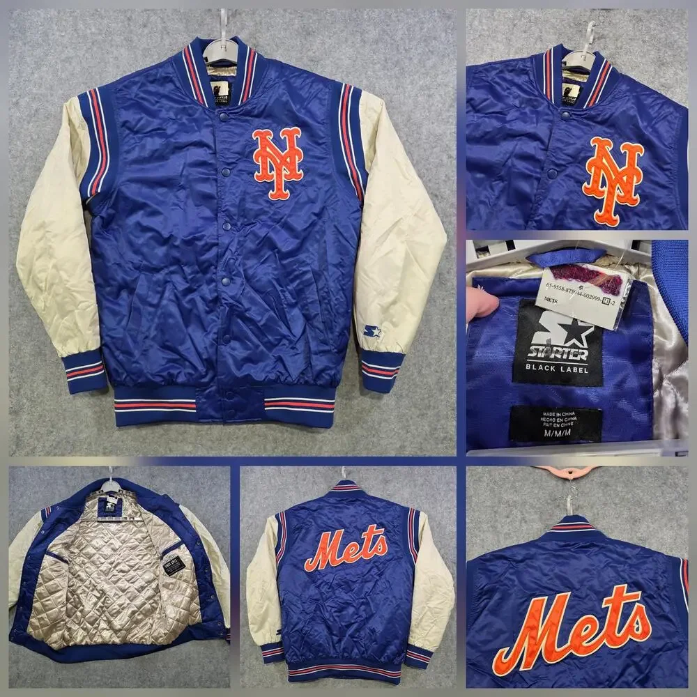 VTG New York Mets Jacket Mens Medium Blue‎ MLB Baseball Satin Varsity Starter