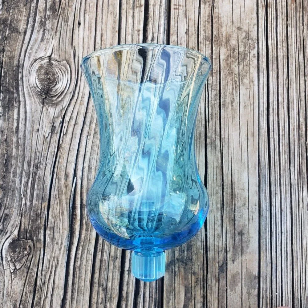 Vintage Homco Glass Votive Sconce Cup Candle Holder Peg Tall‎ Blue Swirl
