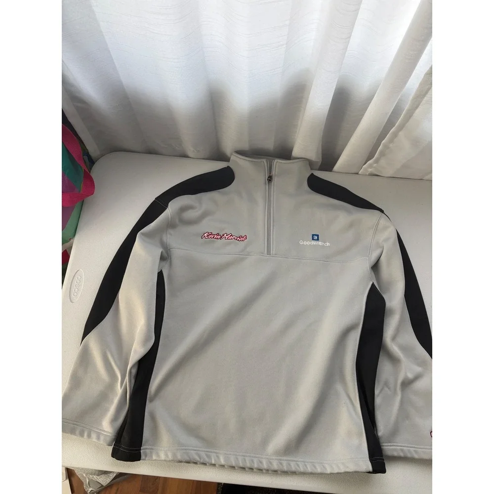 Chase Authentics Kevin Harvick GM‎ Goodwrench Gray Black Quarter Zip Pullover LG