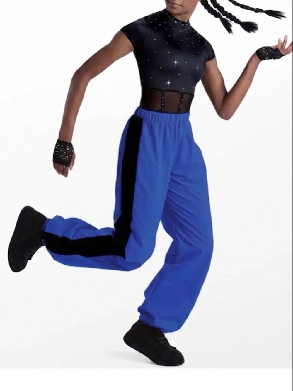Weissman | Pound the Alarm Two Piece Royal Blue Black Hip Hop Dance Costume, LC