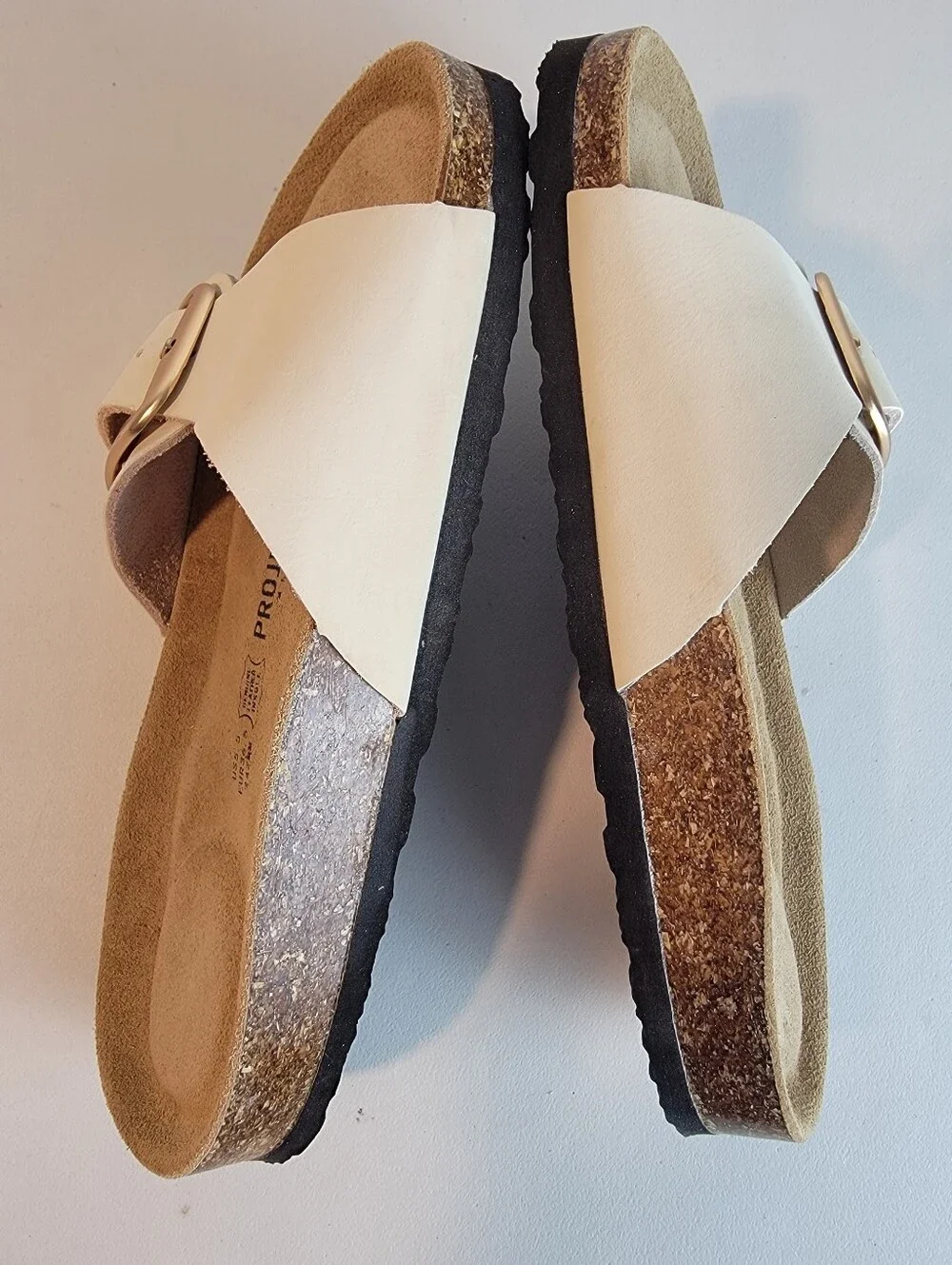 Project Cloud Mykonos Women Sandals Leather Upper & Insole Cream Size 5.5