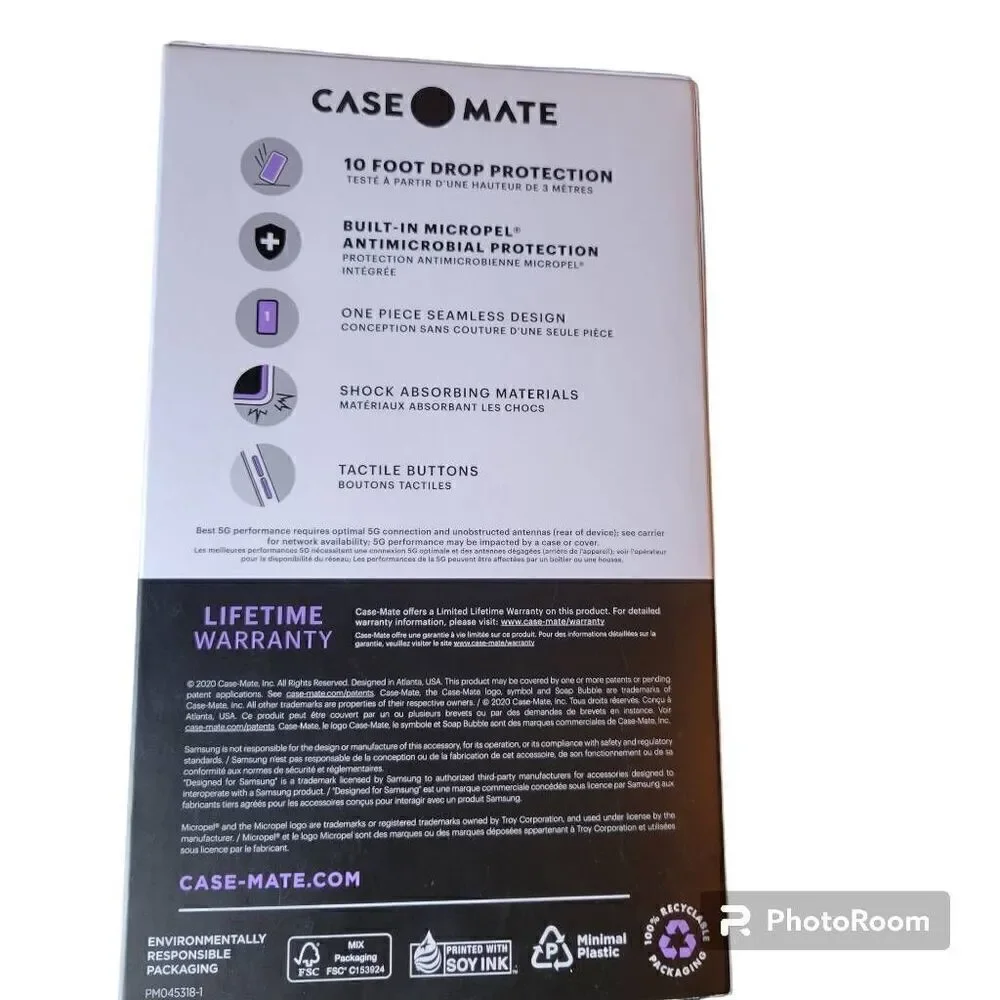 Case-Mate Soap Bubble Clear Case for Samsung Galaxy S21 + 5g Drop Protection New