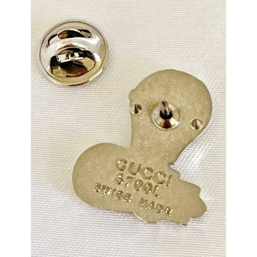 GUCCI Vintage 6700L Lapel Pin Brooch Silvertone Stamped 1990s RARE