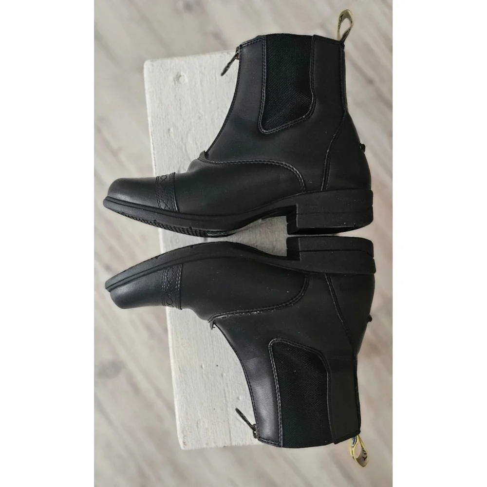 Shires Moretta Rosetta Paddock Boots Leather Front Zip Black W US 6 1757 9963