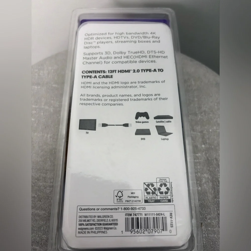 Infinitive HDMI 12ft High Speed 4K Cable with Ethernet – New Sealed(F68)✨,