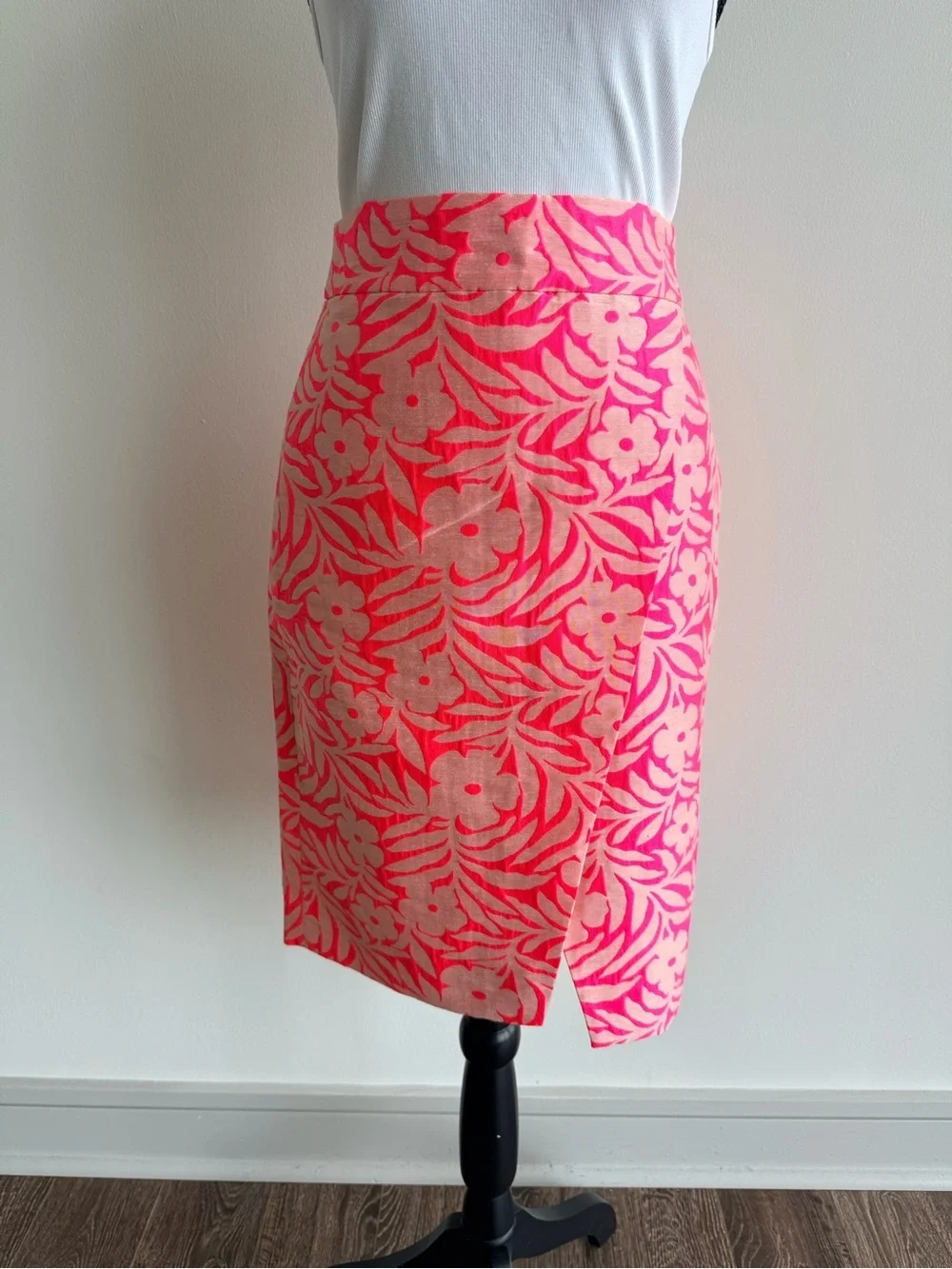 J.CREW Highwaist Floral Coral Faux Wrap Skirt