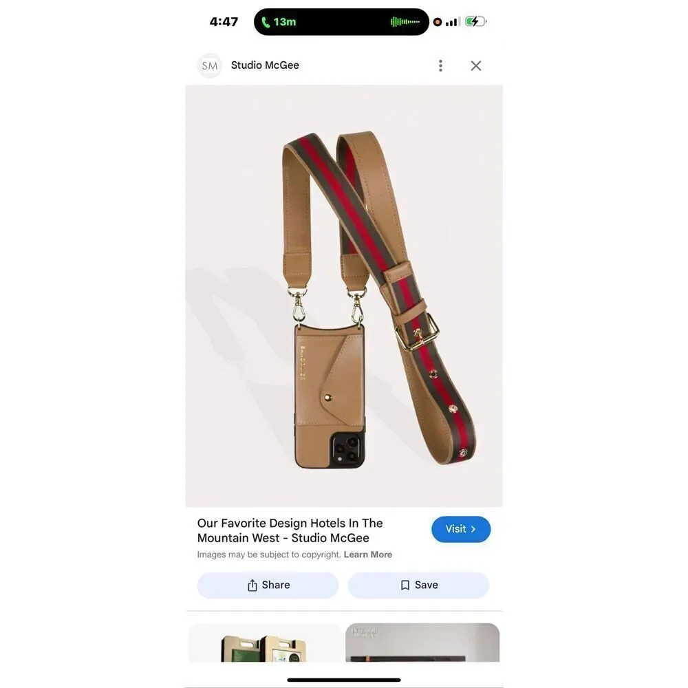 Bandolier kimberley.tan/red stripe iPhone 13 Pro c crossbody case & belt/strap